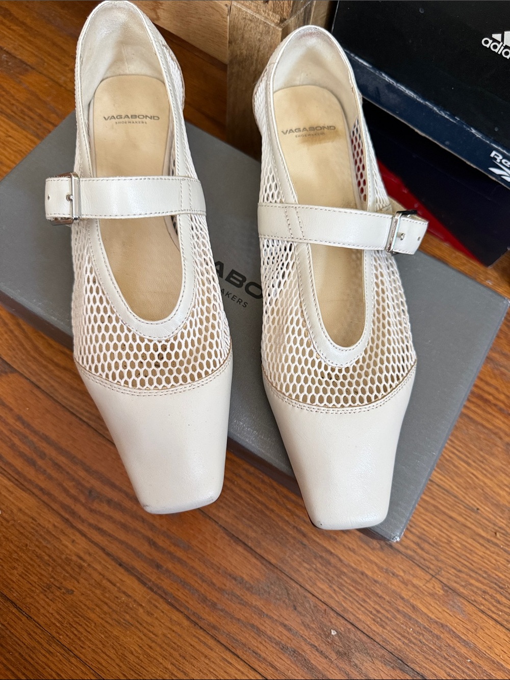 Vagabond Wioletta Cream Mesh Leather Mary Jane Flats